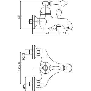 Смеситель для ванны с душем Cezares Margot MARGOT-VM-01-Bi