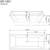 Акриловая ванна Grossman GR-1901 180x80 см, отдельностоящая, с каркасом, со сливом-переливом