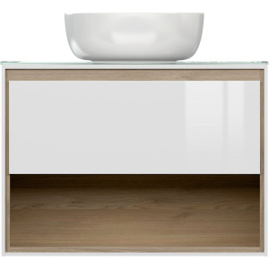 Тумба с раковиной Cersanit Louna 80 со столешницей и раковиной Moduo 40 RING