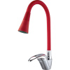 Смеситель для кухни Fashun A4403+A7358 с гибким изливом, хром, красный