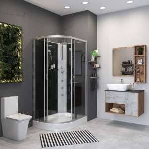 Душевая кабина Niagara Classic NG-3512-14RBKTG 120х80 см, без крыши, с гидромассажем и тропическим душем