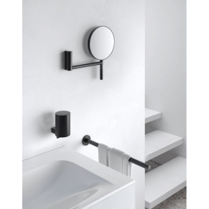 Косметическое зеркало Keuco Plan без подсветки, двухстороннее, поворотное, черное матовое