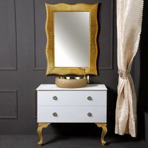 Тумба с раковиной Armadi Art NeoArt 100 белая с ручками Satine золото, с ножками