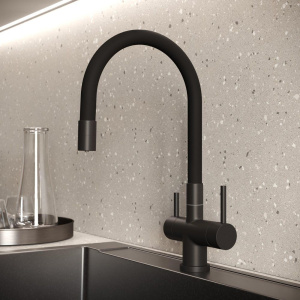 Купить Смеситель для кухни Domaci Равенна DCB 3015 черный, с гибким изливом в Москве с доставкой Смеситель для кухни Domaci Равенна DCB 3015 черный, с гибким изливом