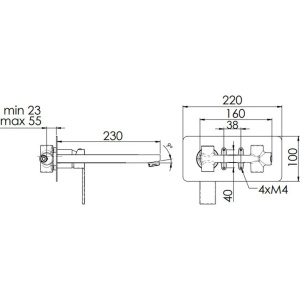 Смеситель для раковины Remer Qubika Q15L С ВНУТРЕННЕЙ ЧАСТЬЮ