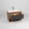 Тумба с раковиной VIANT Бостон 70 подвесная, с ящиком, дуб вотан, графит