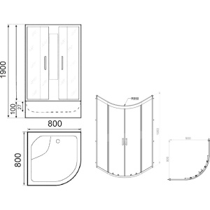 Душевой уголок Parly ZE911B 90x90, с поддоном, профиль черный, стекло прозрачное