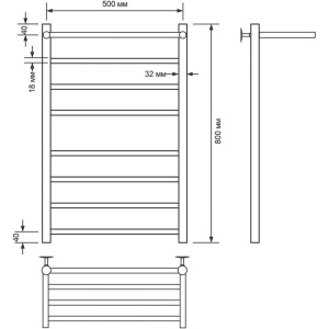 Полотенцесушитель водяной Comfysan Luce W-8 80х50 белый матовый, с полкой