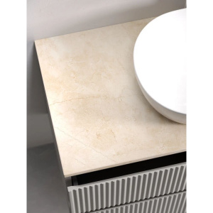 Тумба с раковиной Sancos Snob R 80 см, beige soft, столешница бежевая, раковина CN5010