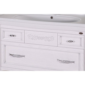 Купить Тумба с раковиной ASB-Woodline Модерн 105 белая, патина серебро в Москве с доставкой Тумба с раковиной ASB-Woodline Модерн 105 белая, патина серебро