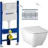 Комплект Унитаз подвесной Geberit Smyle Square 500.683.01.1 с крышкой-сиденьем с микролифтом + Инсталляция Duofix Delta 458.163.21.1 с кнопкой смыва, хром