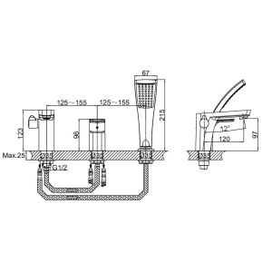 Смеситель на борт ванны D&K Berlin Freie DA1434901