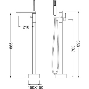 Напольный смеситель для ванны с душем Timo Selene 2200/03Y-CR черный