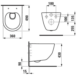 Унитаз подвесной Laufen PRO 8.2096.5.000.000.1 безободковый