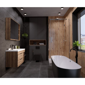 Акриловая ванна Grossman GR-2601B 170x70 см, отдельностоящая, овальная, с каркасом, со сливом-переливом, черная