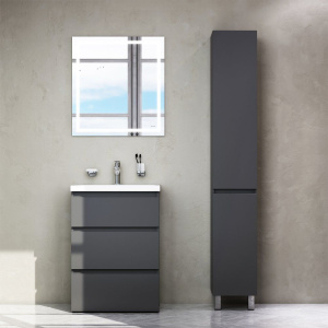 Купить Тумба с раковиной AM.PM Gem S 75 графит матовый, напольная, с 3 ящиками в Москве с доставкой Тумба с раковиной AM.PM Gem S 75 графит матовый, напольная, с 3 ящиками