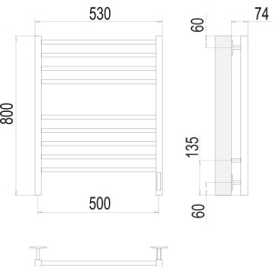 Полотенцесушитель электрический Terminus Сицилия П8 500x800, матовый чёрный