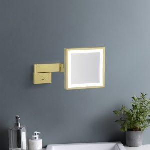 Купить Косметическое зеркало Timo Selene 17074/17 с подсветкой, телескопическое, поворотное, матовое золото в Москве с доставкой Косметическое зеркало Timo Selene 17074/17 с подсветкой, телескопическое, поворотное, матовое золото