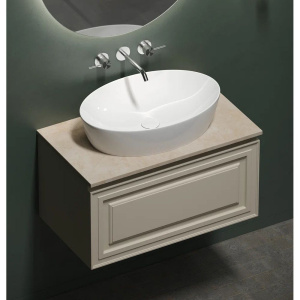 Тумба с раковиной Sancos Very 80 см, beige soft, столешница бежевая, раковина CN5018