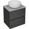 Тумба с раковиной STWORKI Колдинг 60, антрацит, с раковиной Moduo 40 RING, столешница серая матовая