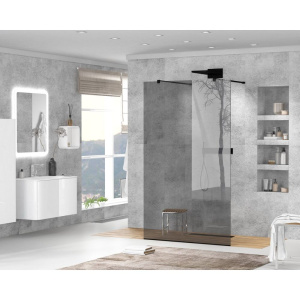 Душевая перегородка Cezares Liberta -L-2-100-120-GR-NERO профиль черный, стекло серое