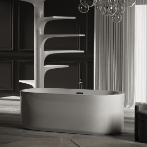 Акриловая ванна Sancos Fiori FB04 170x80 см, отдельностоящая, овальная, с каркасом, со сливом-переливом