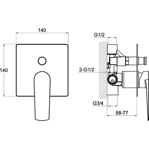 Смеситель для душа BelBagno Carin CAR BASM CRM С ВНУТРЕННЕЙ ЧАСТЬЮ