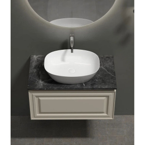 Тумба с раковиной Sancos Very 80 см, beige soft, столешница черный мрамор, раковина CN5005