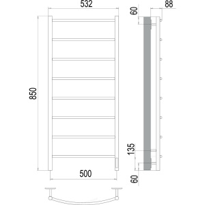 Полотенцесушитель электрический Terminus Классик П8 500x850