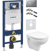 Комплект Унитаз подвесной Wanfald Lauta 47302100005 белый + Шумоизоляция Geberit + Инсталляция Duofix UP 320 111.300.00.5 + Кнопка Sigma 01 115.770.JQ.5 лакированная, матовый хром + Крепления 111.815.00.1 к стене