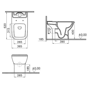 Чаша напольного унитаза с сиденьем микролифт VitrA Integra Square 9833B003-7205