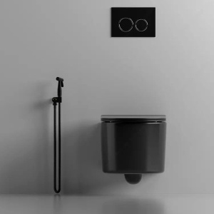 Купить Унитаз подвесной Ceruttispa Tanaro Aria 9238 MB безободковый, с микролифтом, черный матовый в Москве с доставкой Унитаз подвесной Ceruttispa Tanaro Aria 9238 MB безободковый, с микролифтом, черный матовый