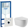 Комплект  Унитаз подвесной BOND Oval F10-10 безободковый, с микролифтом + Система инсталляции для унитазов Grohe Rapid SL 38772001, 3 в 1 с кнопкой см