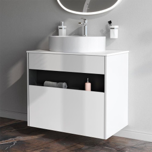 Купить Мебель для ванной AM.PM Func 80 белый глянец, со столешницей, раковина M8FWCC20561WG в Москве с доставкой Мебель для ванной AM.PM Func 80 белый глянец, со столешницей, раковина M8FWCC20561WG