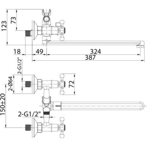Универсальный смеситель Milardo Duplex DUPSBL2M10