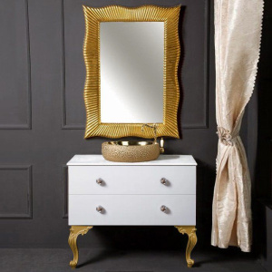 Купить Тумба с раковиной Armadi Art NeoArt 100 белая с ручками Flora золото, с ножками в Москве с доставкой Тумба с раковиной Armadi Art NeoArt 100 белая с ручками Flora золото, с ножками