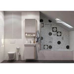 Купить Тумба с раковиной Aquaton Кантри 50 1A2578K0AHB20 белая, дуб верона в Москве с доставкой Тумба с раковиной Aquaton Кантри 50 1A2578K0AHB20 белая, дуб верона