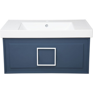 Мебель для ванной La Fenice Cubo 80 синяя, ручка белая