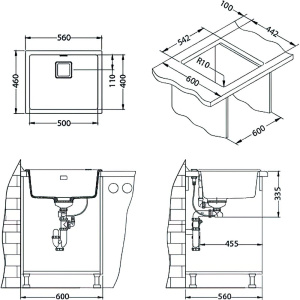 Купить Мойка кухонная Alveus Quadrix Granital 50 deep black в Москве с доставкой Мойка кухонная Alveus Quadrix Granital 50 deep black