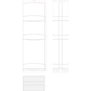 Полка Metaltex Onda 46.07.03 3-ярусная, наполньная, серебро, с креплениями