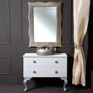 Тумба с раковиной Armadi Art NeoArt 100 белая с ручками Satine хром, с ножками