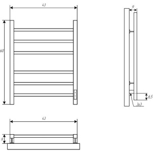 Полотенцесушитель электрический Двин L plaza neo 60/40 черный