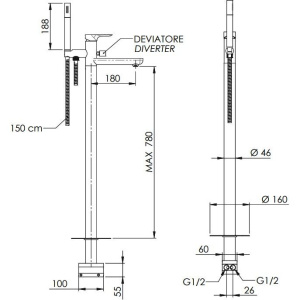 Купить Напольный смеситель для ванны с душем Remer Infinity I08DO золотой глянцевый, С ВНУТРЕННЕЙ ЧАСТЬЮ в Москве с доставкой Напольный смеситель для ванны с душем Remer Infinity I08DO золотой глянцевый, С ВНУТРЕННЕЙ ЧАСТЬЮ