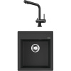 Комплект Мойка кухонная Omoikiri Daisen 46-BL черная + Смеситель Nagano PVD-GM вороненая сталь