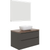 Купить Мебель для ванной STWORKI Берген 100, серая с темной столешницей, раковина Moduo 50 Square в Москве с доставкой Мебель для ванной STWORKI Берген 100, серая с темной столешницей, раковина Moduo 50 Square