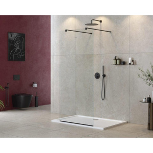 Душевая перегородка Cezares Liberta -L-2-80-120-C-NERO профиль черный, стекло прозрачное