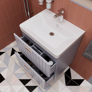 Тумба с раковиной STWORKI Ларвик 60, серая матовая