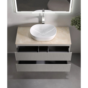 Тумба с раковиной Sancos Snob R 100 см, beige soft, столешница бежевая, раковина CN5010