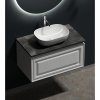 Тумба с раковиной Sancos Very 80 см, bianco, столешница черный мрамор, раковина CN6009
