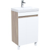 Тумба с раковиной IDDIS Zodiac 50 напольная, с дверцами, белая, ясень-шимо